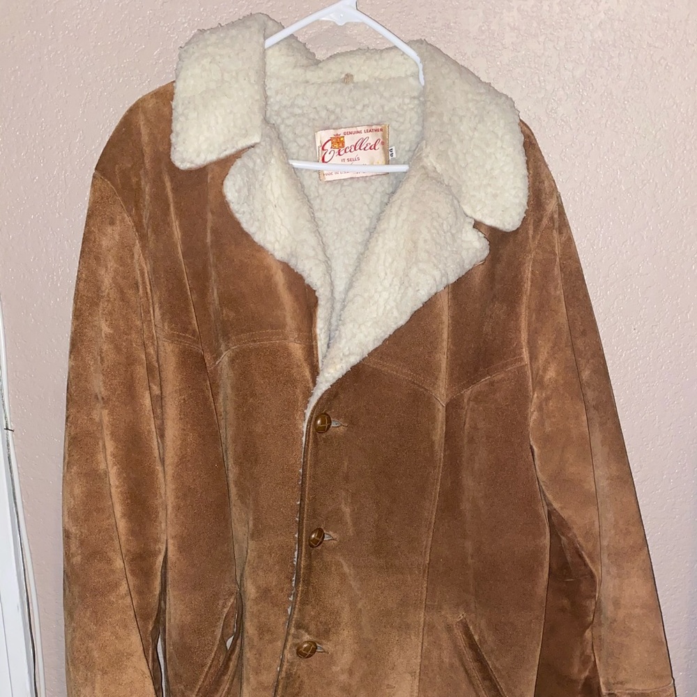 Leather Sherpa coat